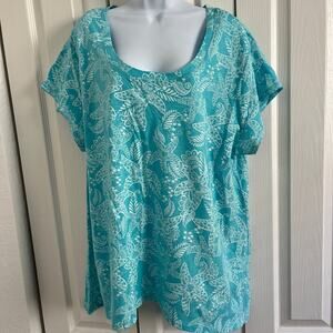 Palm Grove Woman Mint Green Seashell Top Size 3X NWO Tags